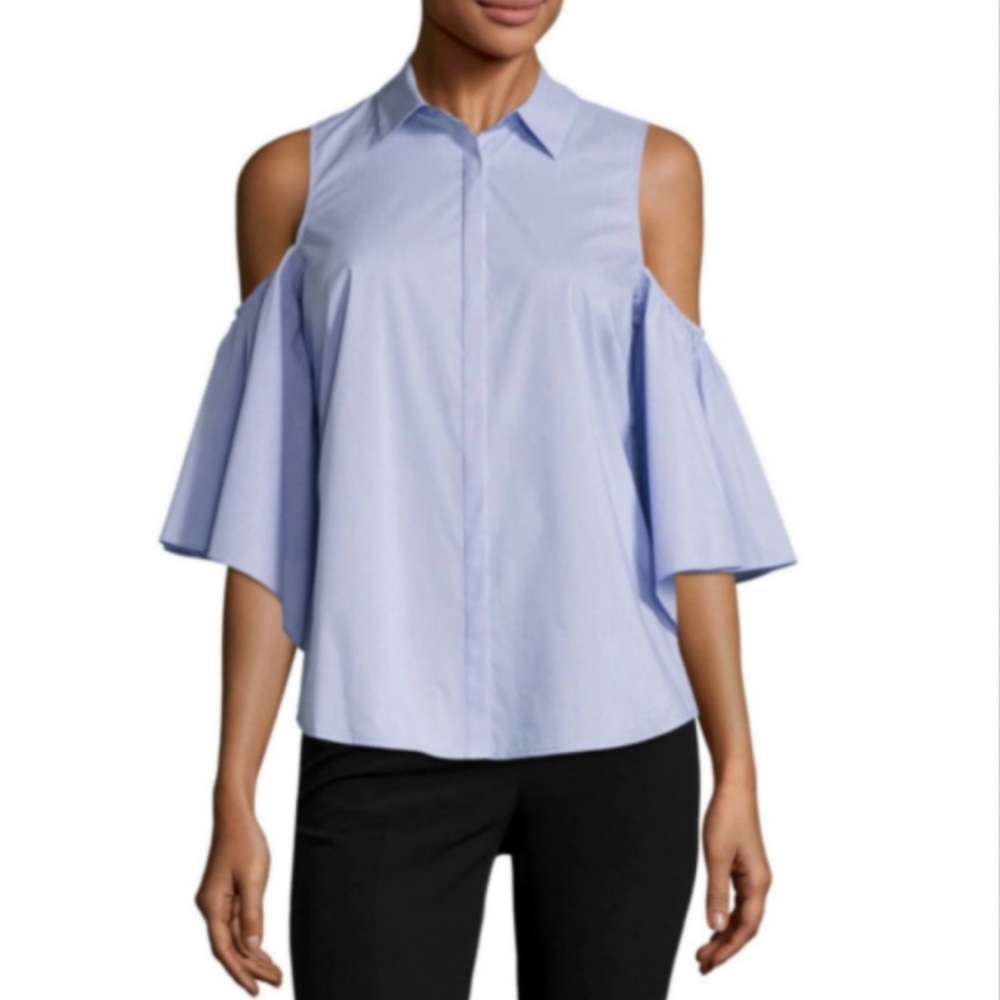 Worthington Cold Shoulder 3/4 Sleeve Button-Front
Striped Shirt, sz L